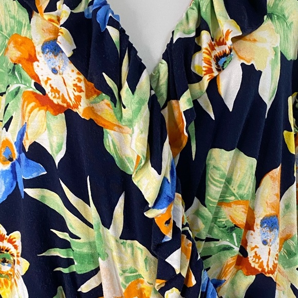 Lauren Ralph Lauren Tropical Floral Jersey Knit Belted Top Plus‎ Size XXL - Picture 7 of 14
